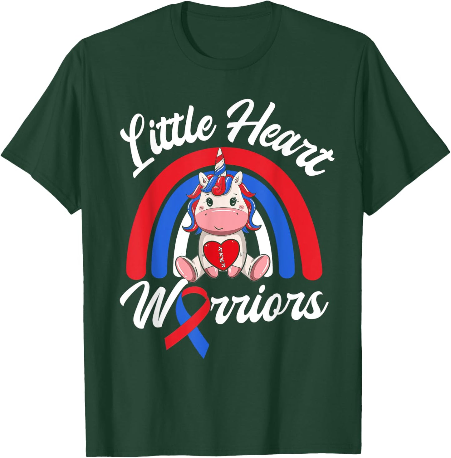 Kids CHD Awareness - Little Heart Warrior Magical Unicorn T-Shirt - T-Shirt | Forest