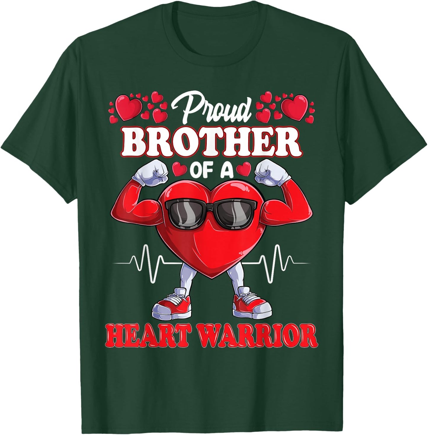 Proud Brother of a Heart Warrior CHD Awareness T-Shirt - T-Shirt | Forest