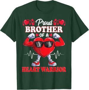 Proud Brother of a Heart Warrior CHD Awareness T-Shirt - T-Shirt | Forest