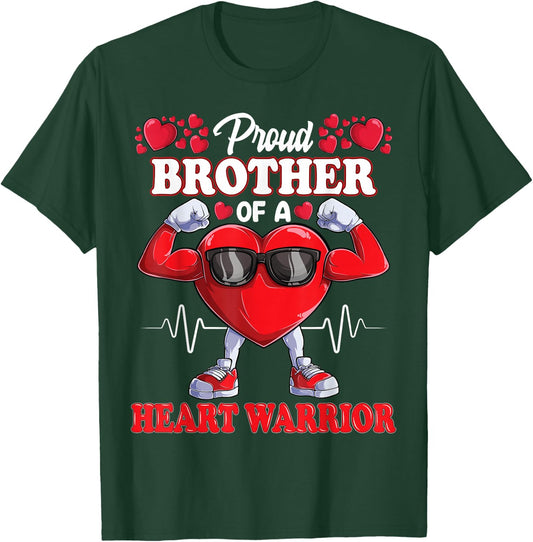Proud Brother of a Heart Warrior CHD Awareness T-Shirt - T-Shirt | Forest