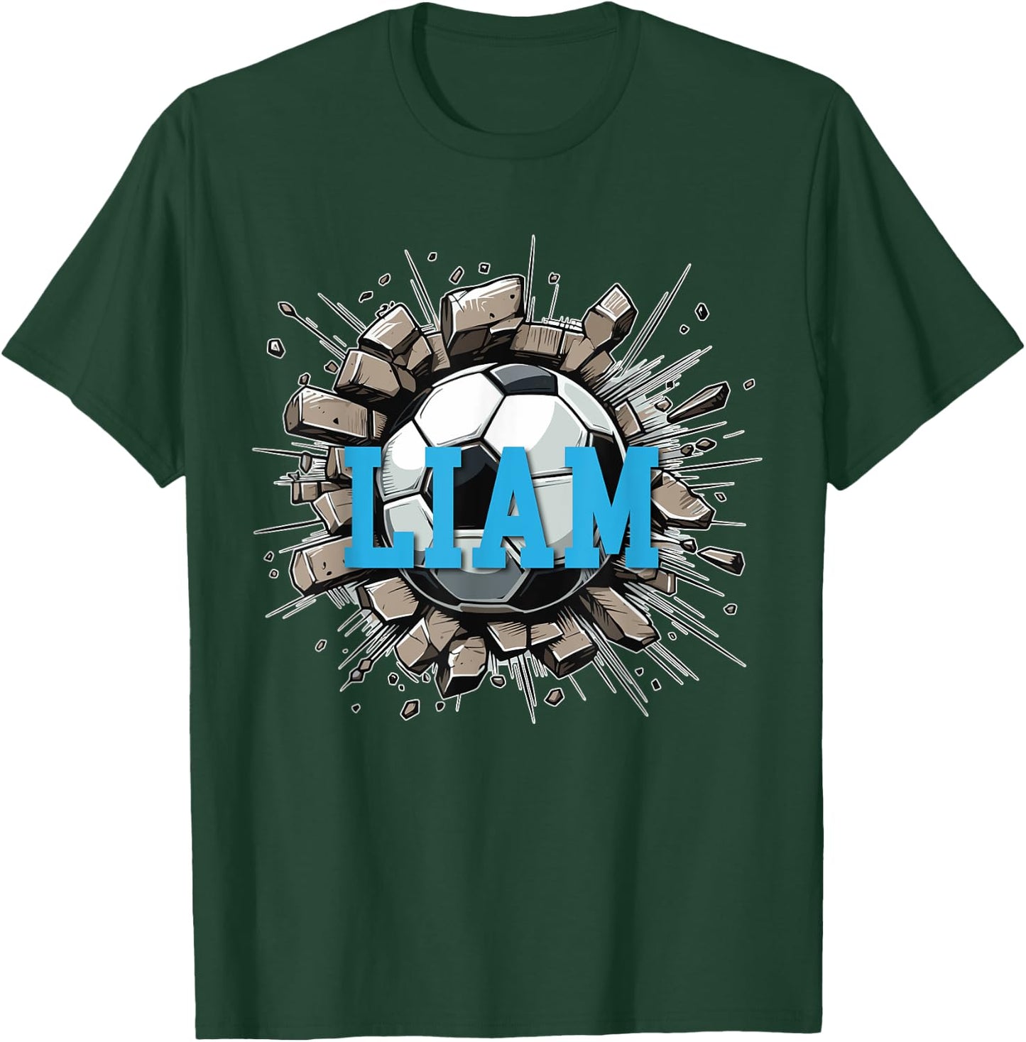 Liam Soccer Custom Name T-Shirt - T-Shirt | Forest