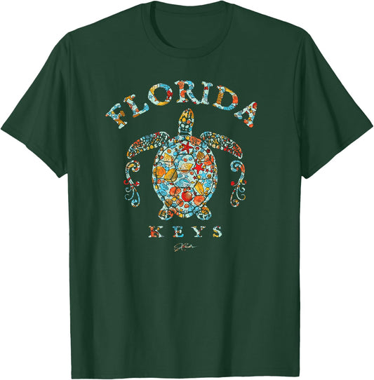 JCombs: Florida Keys, Sea Turtle with Seashells, Beach Women Kids T-Shirt - T-Shirt | Forest