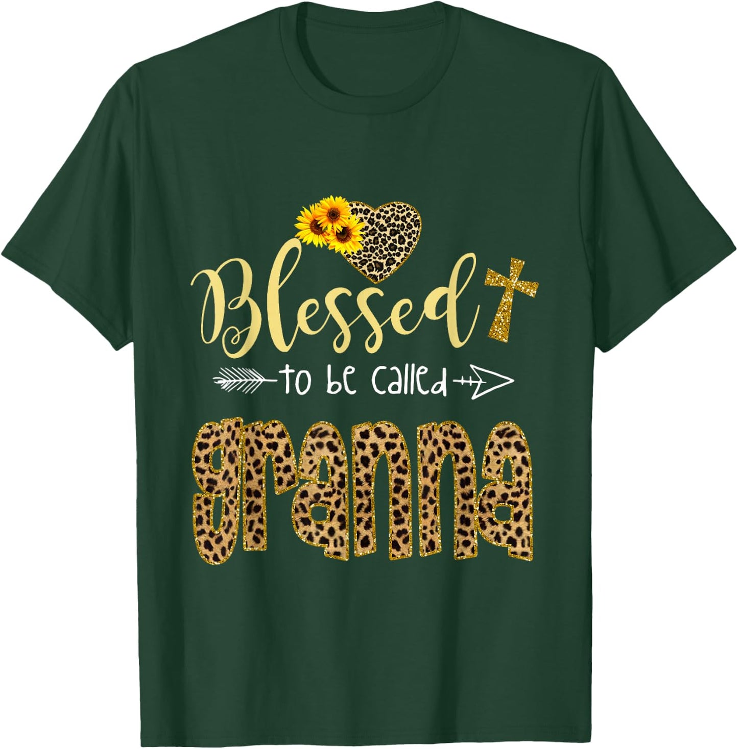 Blessed to be Called Granna Leopard Sunflowers Grandma Women T-Shirt - T-Shirt | Forest