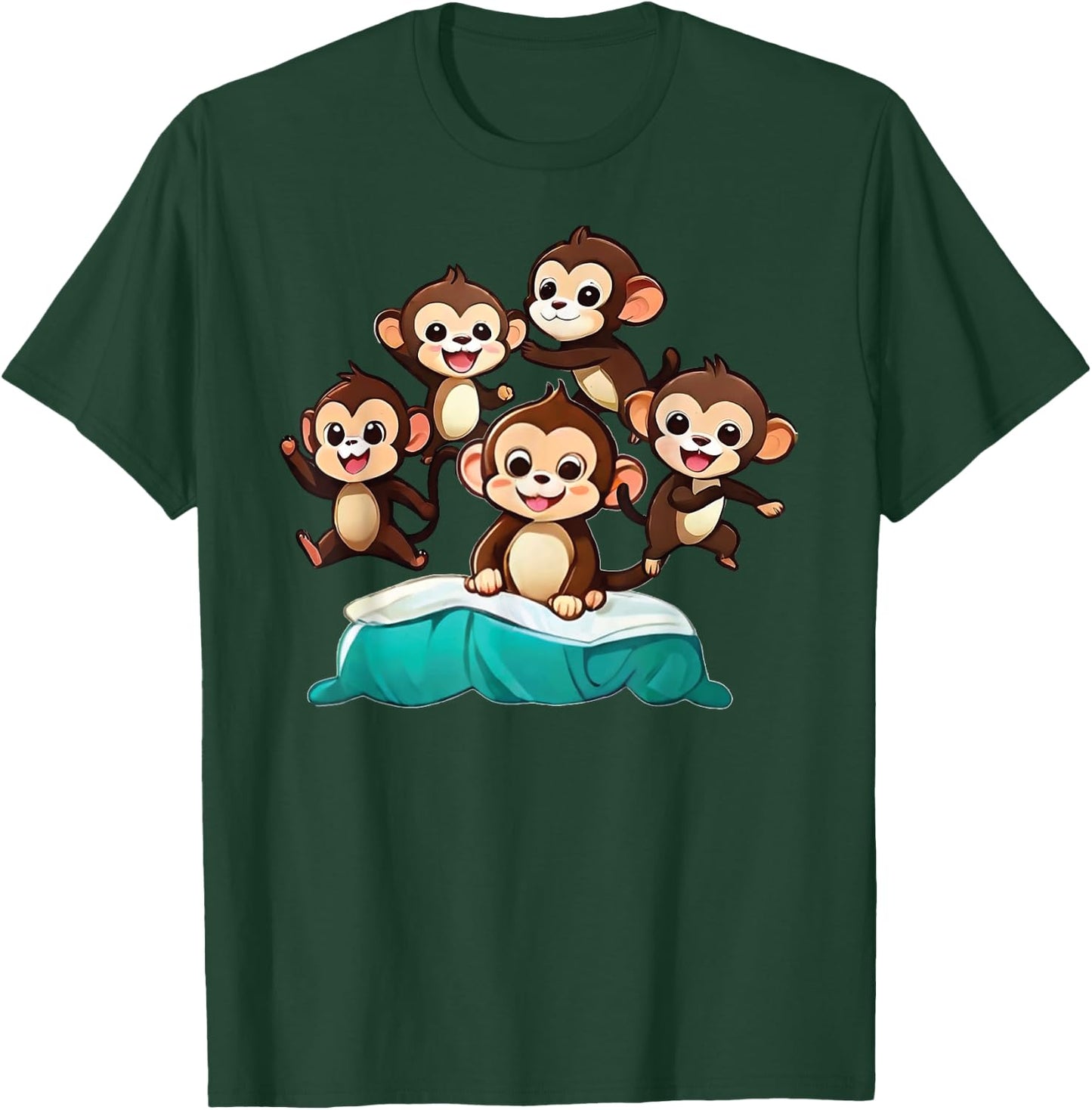 Cool Five Little Monkeys Jumping on The Bed for kids T-Shirt - T-Shirt | Forest