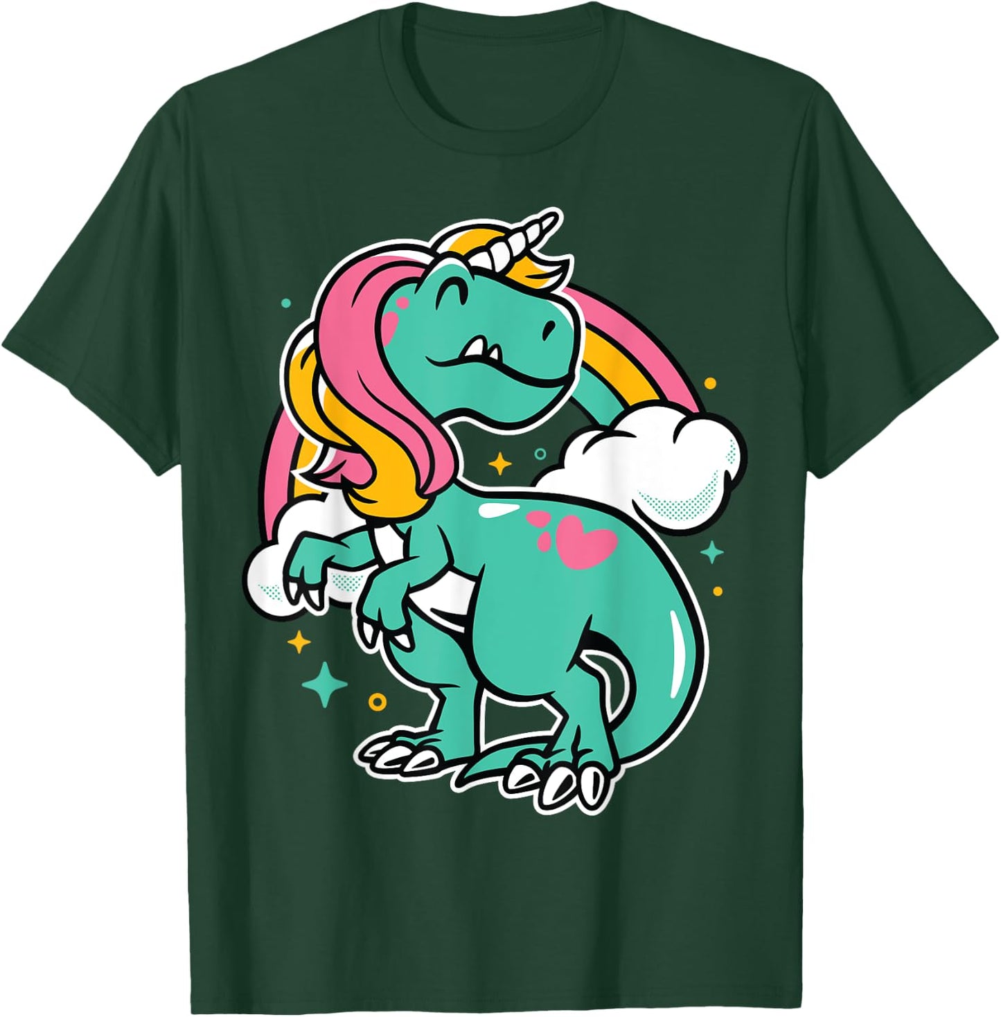 Majestic Unicornasaurus T Rex Unicorn Boys Girls Dinosaur T-Shirt - T-Shirt | Forest