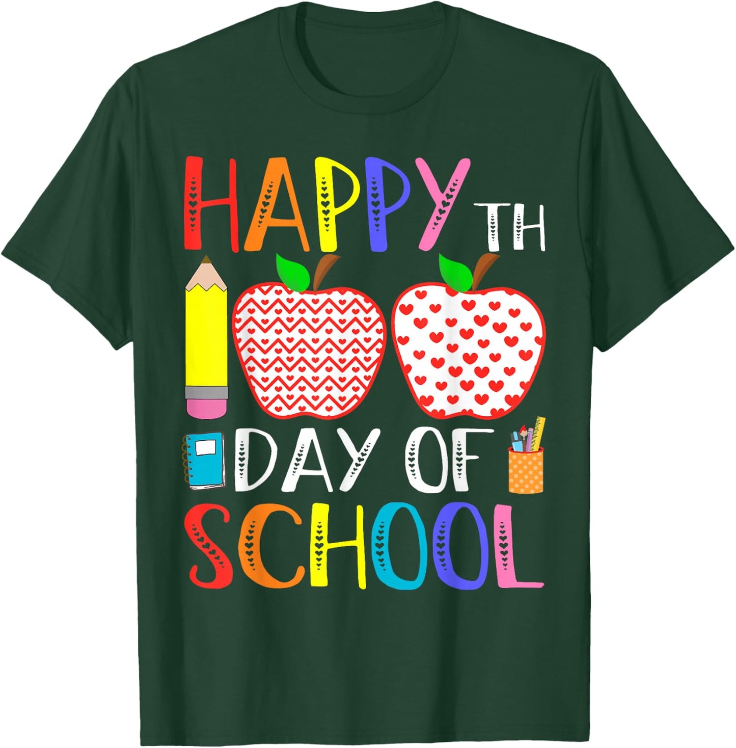 Happy 100th Day of School Teacher 100 Days T-Shirt - T-Shirt | Forest