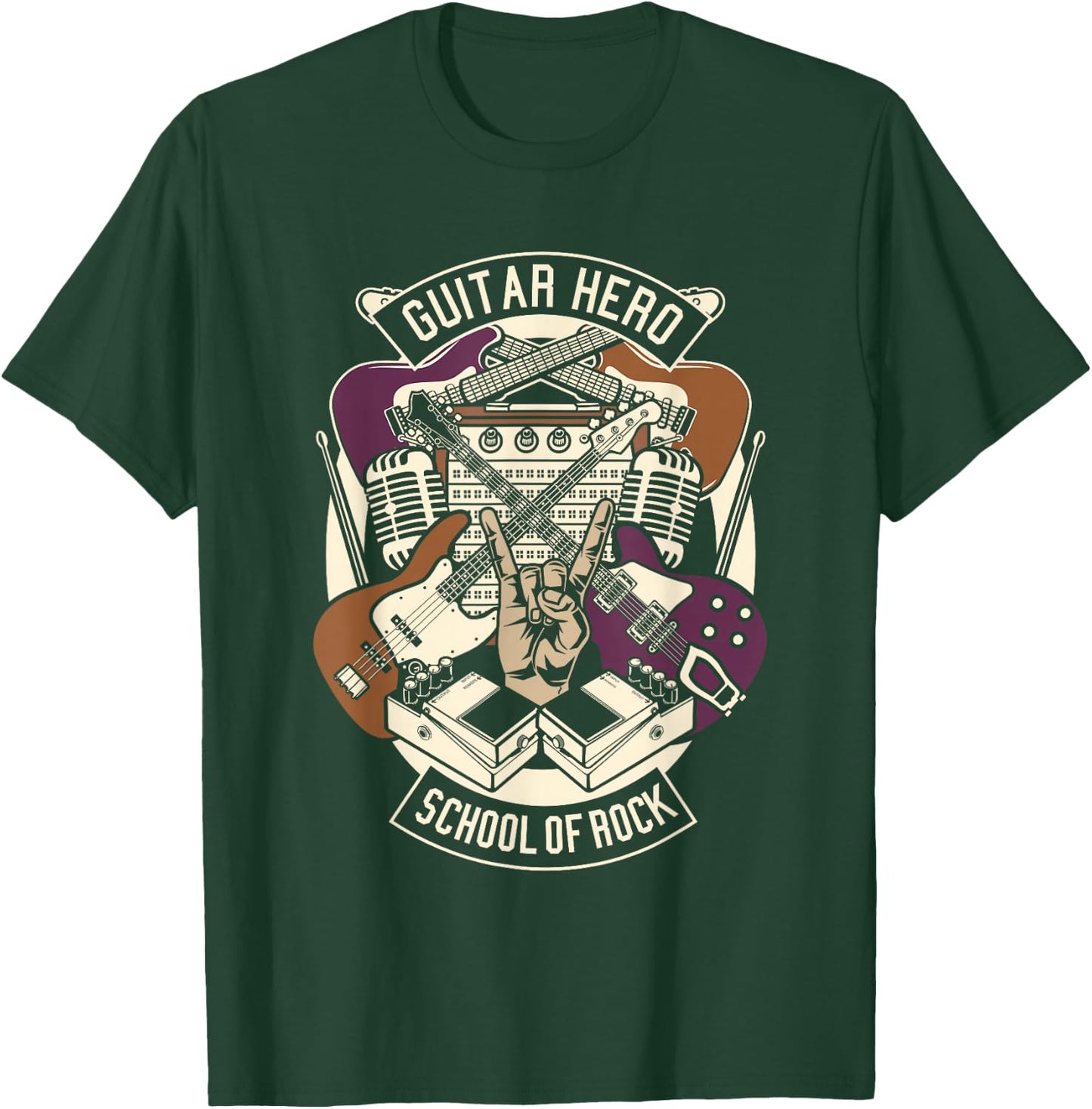 Guitar Heroes Schools Of Rock Guitar Lover Guitarist Guitar T-Shirt - T-Shirt | Forest