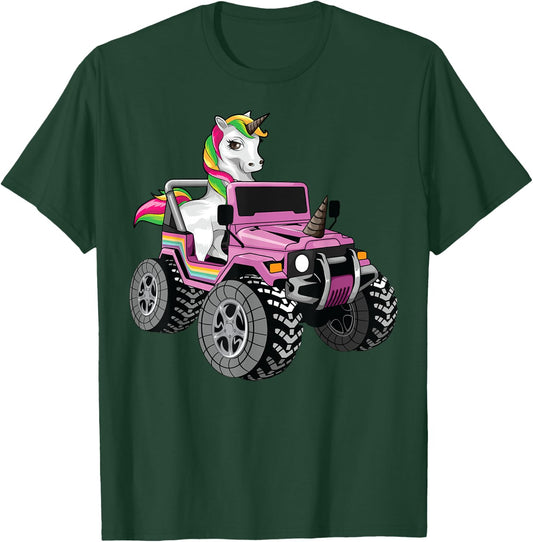 Funny Unicorn Monster Truck Gift Girls Cool Pink Party T-Shirt - T-Shirt | Forest