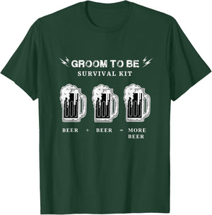 Funny Groom To Be Beer Shirt, Groom Survival Kit Beer T-Shirt - T-Shirt | Forest