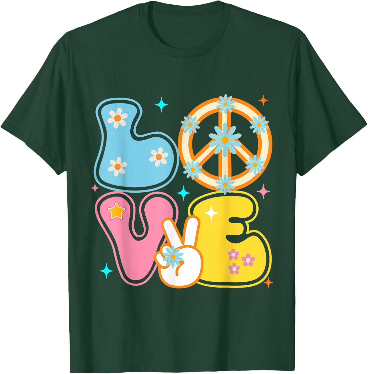 Peace Sign Love 60s 70s Tie Dye Hippie Costume T-Shirt - T-Shirt | Forest