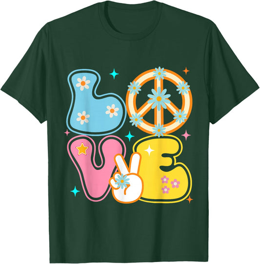 Peace Sign Love 60s 70s Tie Dye Hippie Costume T-Shirt - T-Shirt | Forest