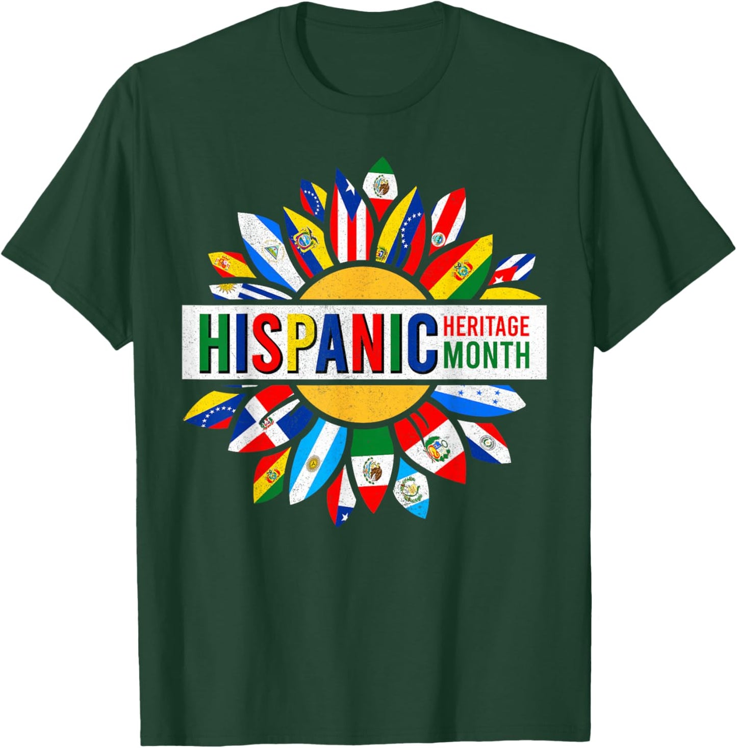 Hispanic Heritage Month Latino Countries Flags T-Shirt - T-Shirt | Forest