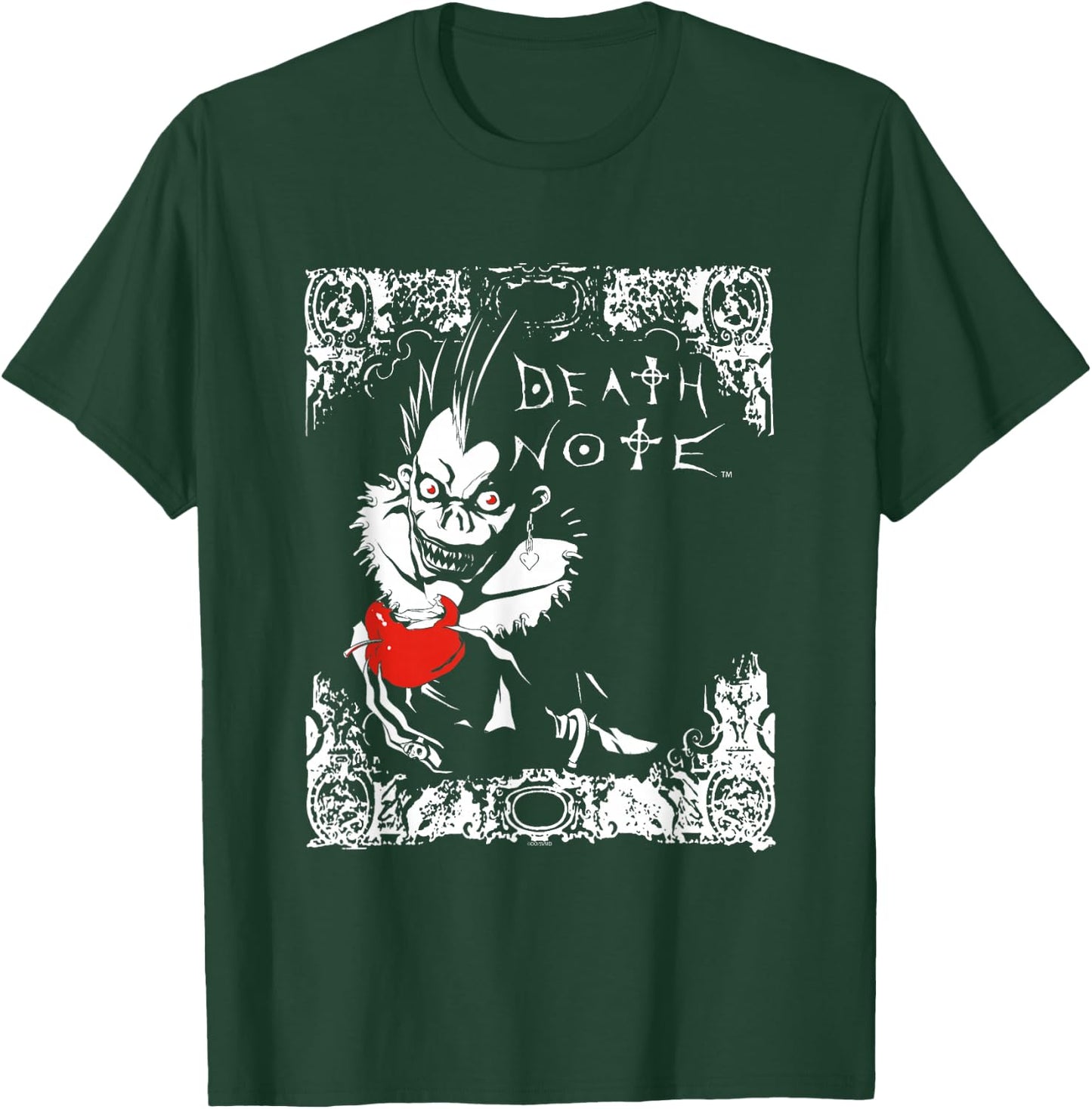 Death Note Ryuk Apple and Logo Filigree Anime T-Shirt - T-Shirt | Forest