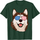 Siberian Husky 4th of July Shirt American Flag Husky Lover T-Shirt - T-Shirt | Forest