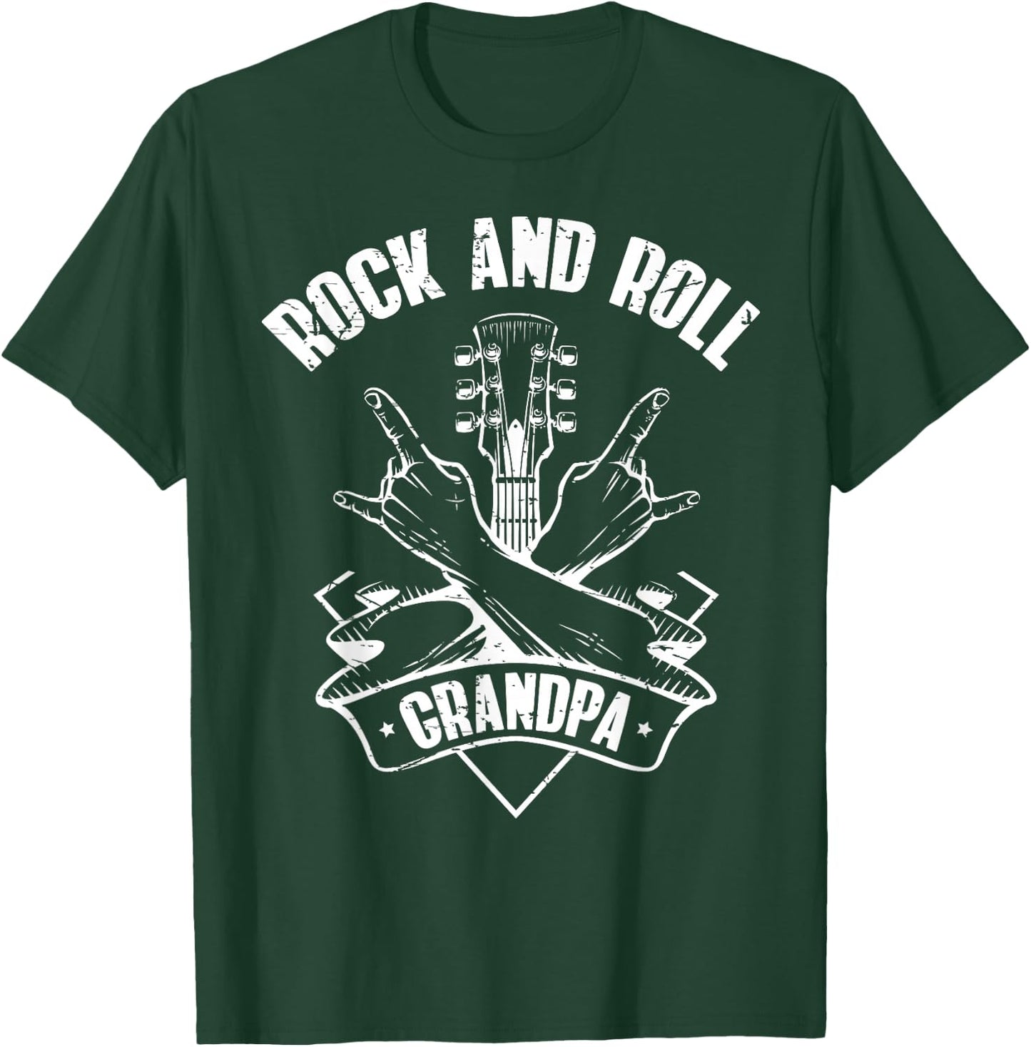Rock n Roll Grandpa Vintage Guitar Player T-Shirt - T-Shirt | Forest