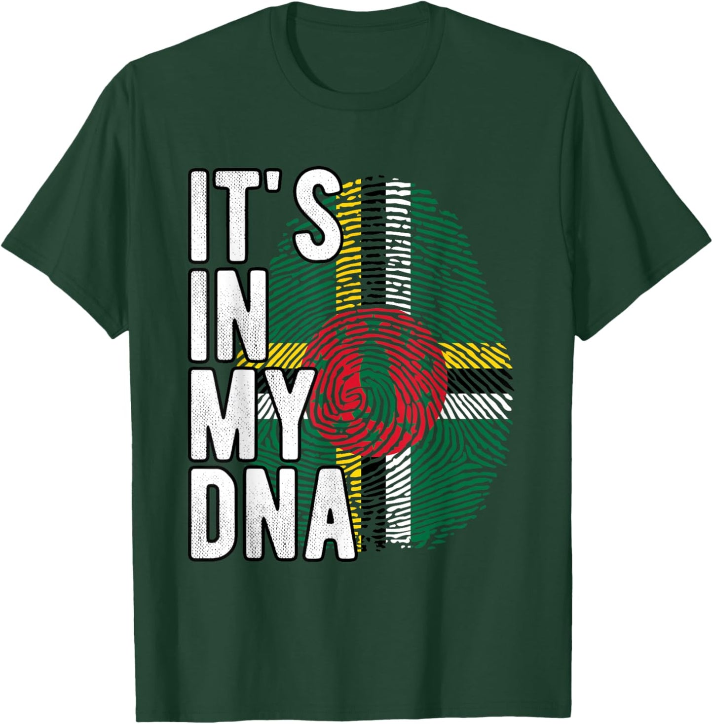 Funny it's in my DNA Dominica flag Fingerprint T-Shirt - T-Shirt | Forest
