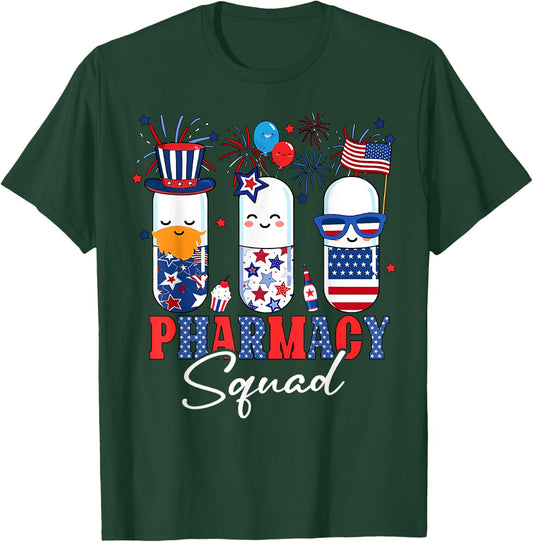 4th Of July Pharmacy Squad Pharmacy Technician Patriotic Women Men T-Shirt - T-Shirt | Forest