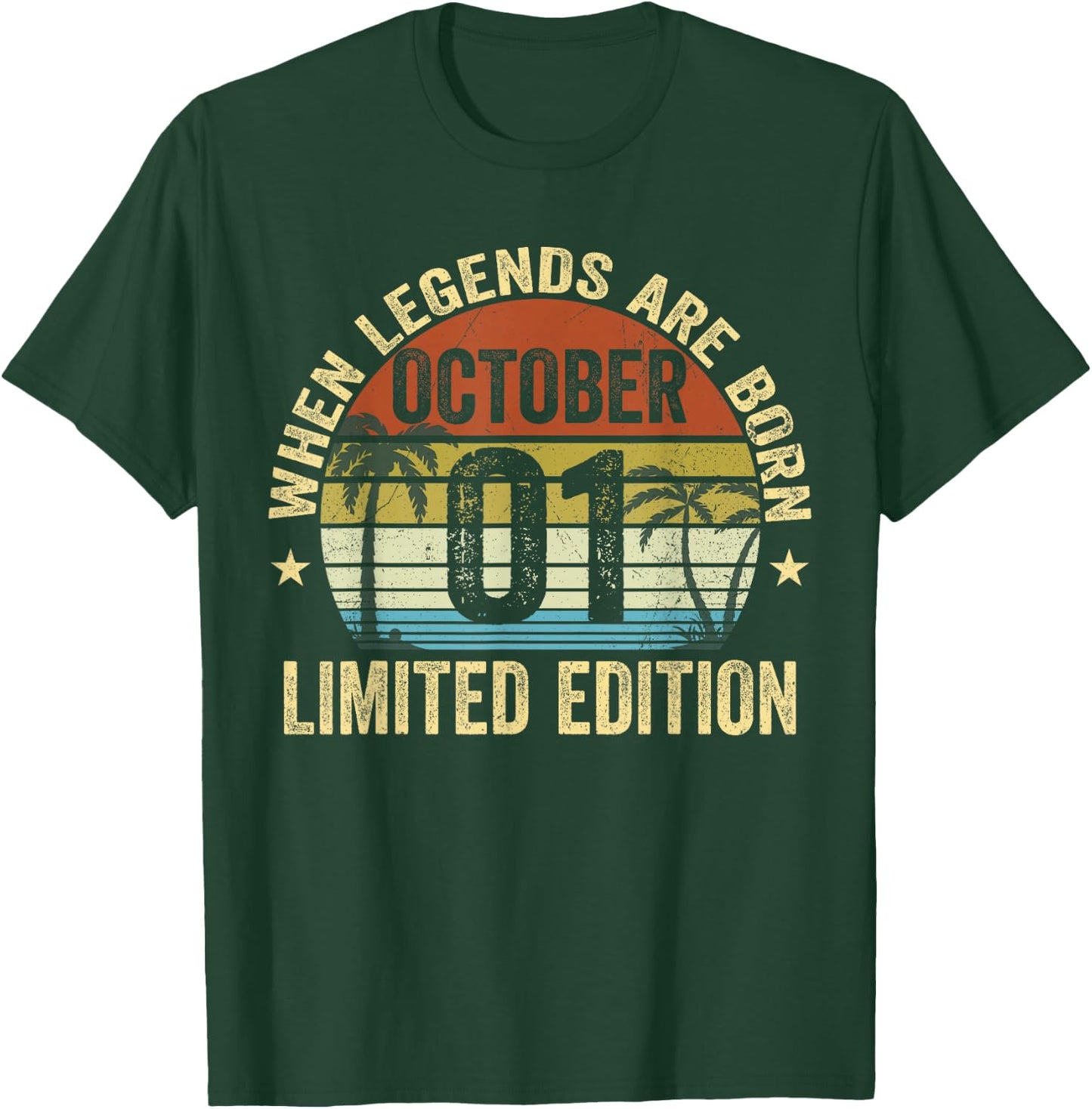 Vintage October 1 Retro Limited Edition October 1 Birthday T-Shirt - T-Shirt | Forest