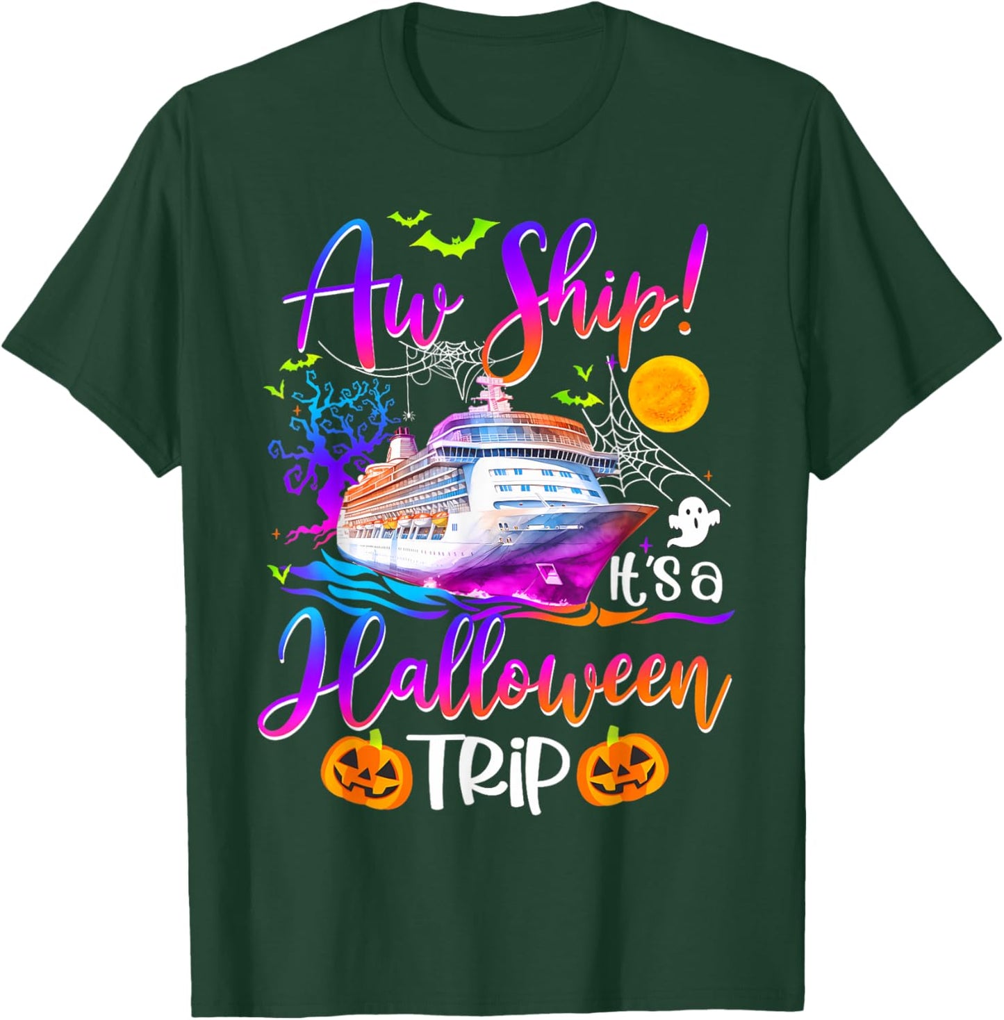 Family Halloween Cruise 2024 Pumpkin Boo Trip Matching T-Shirt - T-Shirt | Forest