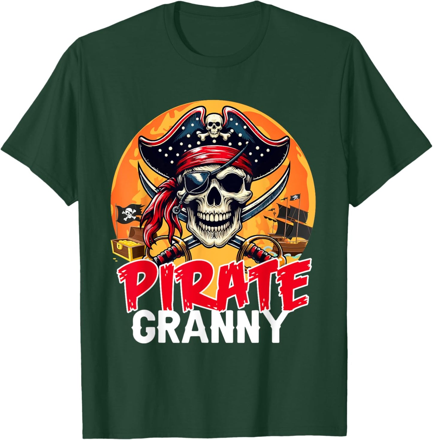 Pirate Granny Halloween Horror Pirate Skull Costume Family T-Shirt - T-Shirt | Forest