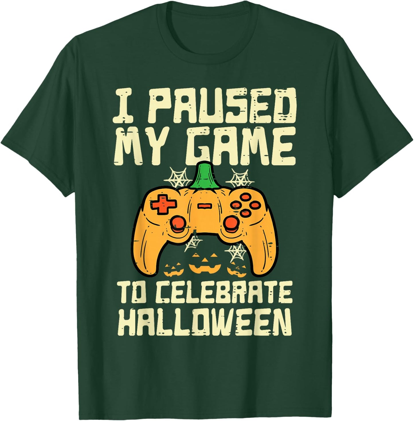 Paused My Game Halloween Gamer Gaming Costume Boys Kids Men T-Shirt - T-Shirt | Forest