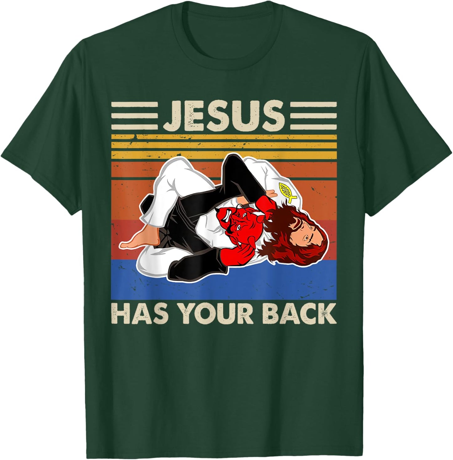 Jiu Jitsu shirts Jesus Has Your Back MMA Brazilian Jiujitsu T-Shirt - T-Shirt | Forest