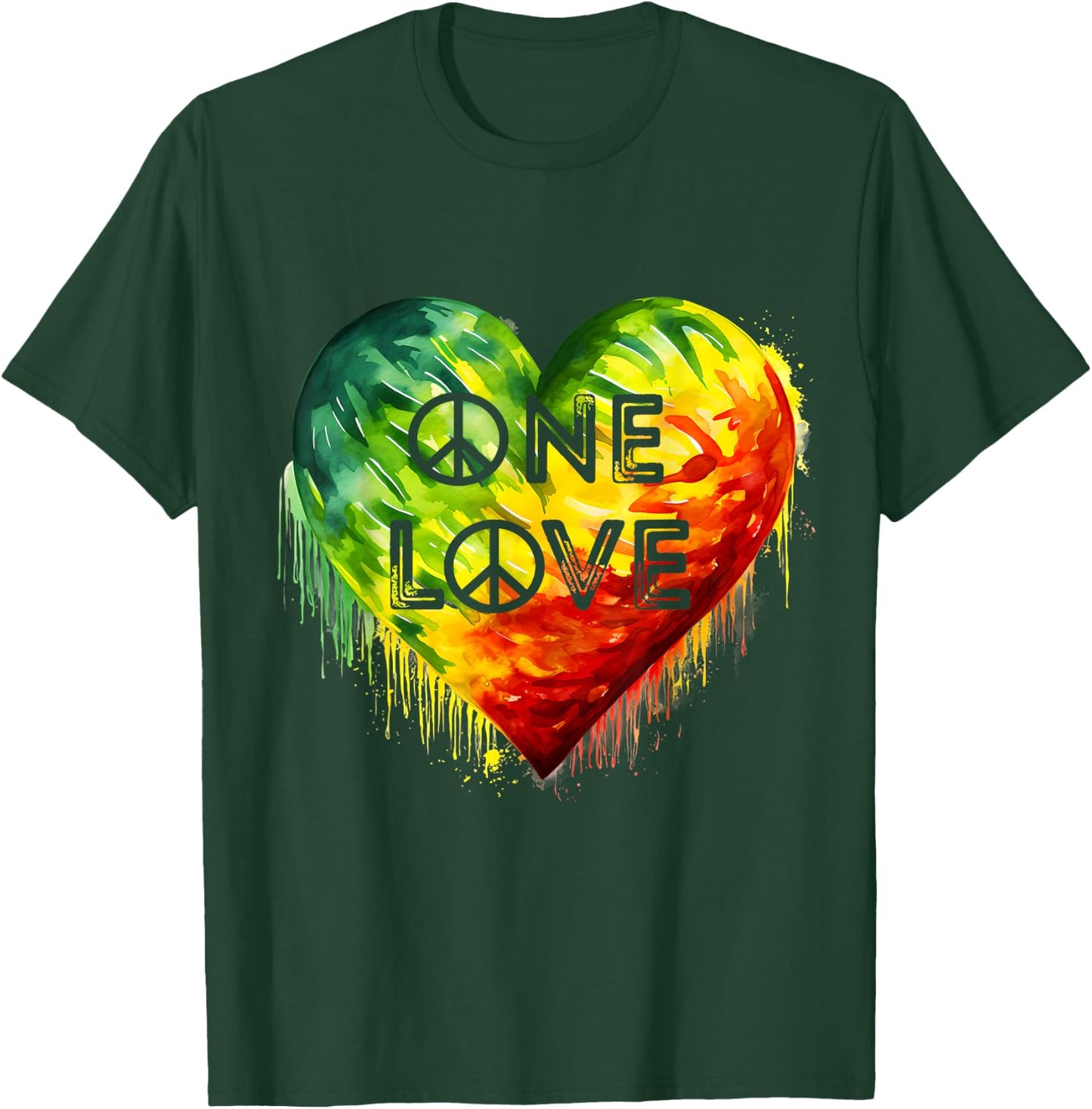 Heart Hippie Jamaica Rastafarian Pride Rasta Roots Rastafari T-Shirt - T-Shirt | Forest