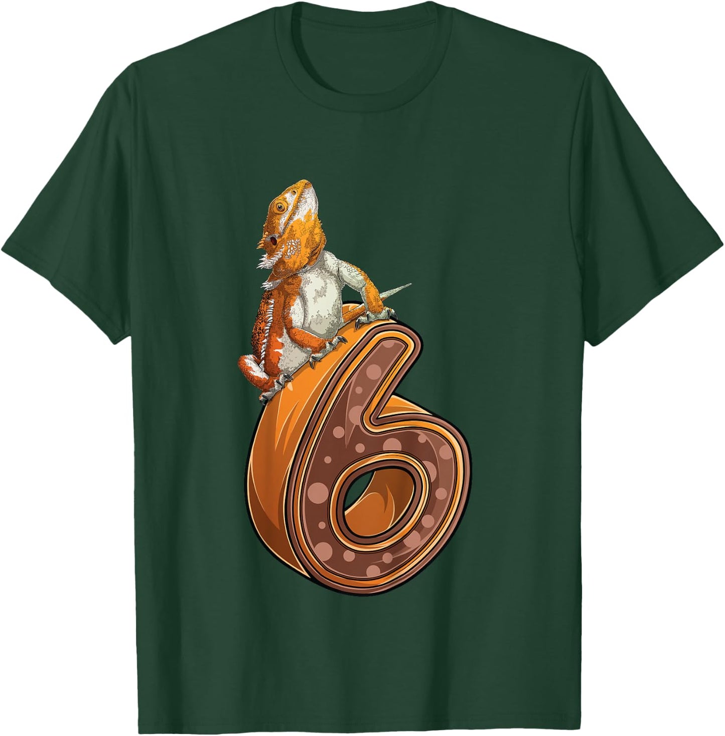6 Year Old Bearded dragon Reptile 6th Birthday Party B-day T-Shirt - T-Shirt | Forest