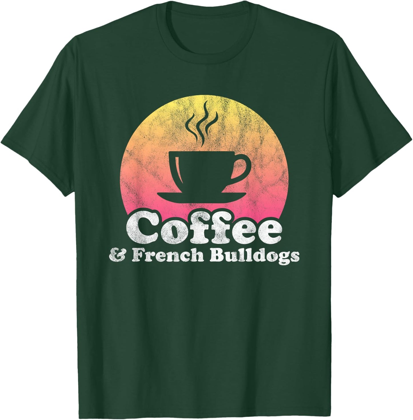 Coffee and French Bulldogs French Bulldog Women Girls Kids T-Shirt - T-Shirt | Forest