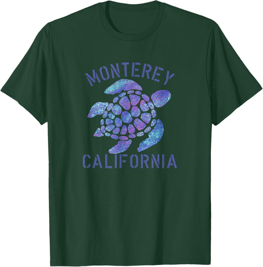 Monterey, CA Beach Design / Tribal Turtle Gift T-Shirt - T-Shirt | Forest