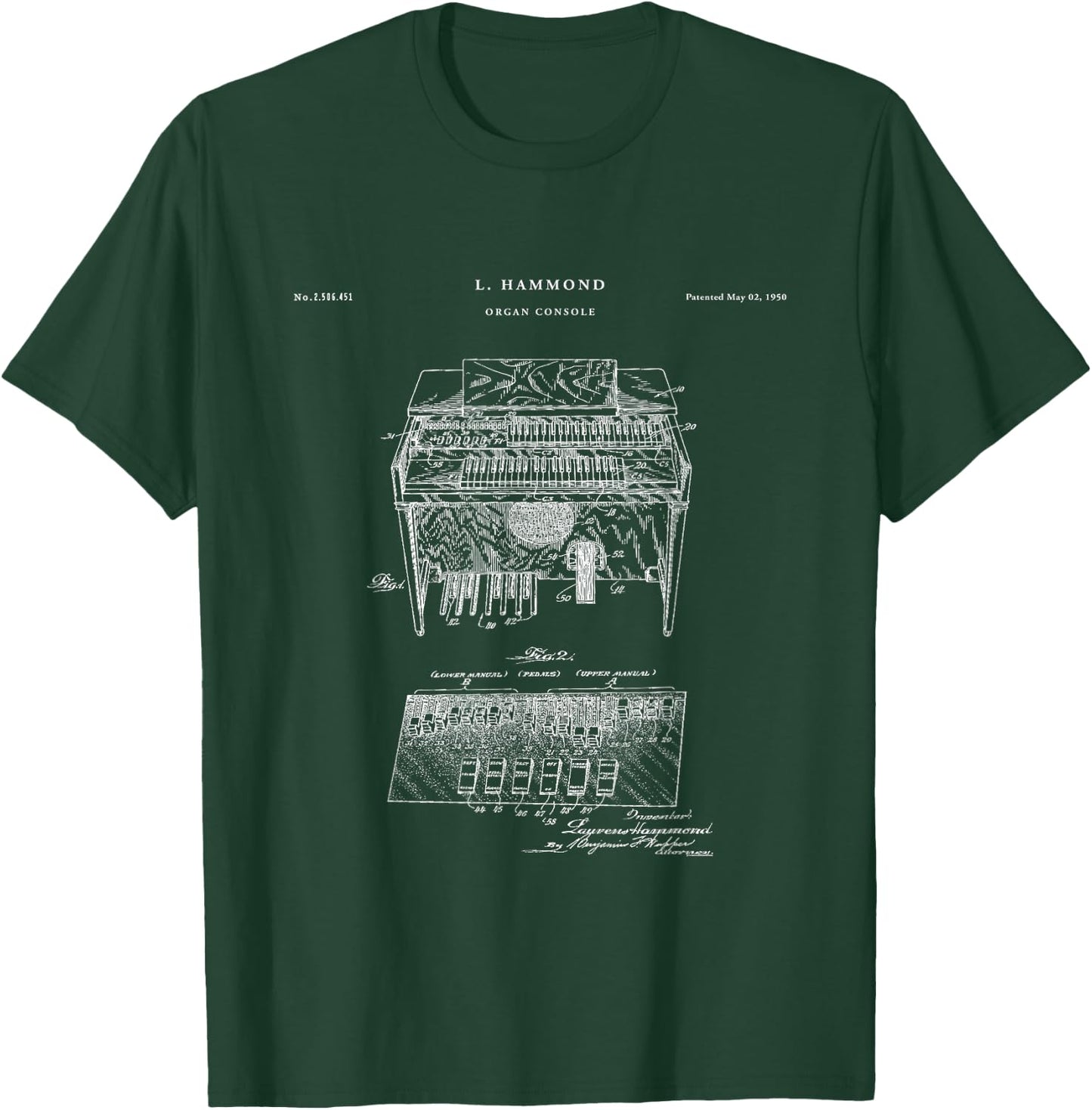 Hammond Organ Patent - music T-Shirt - T-Shirt | Forest