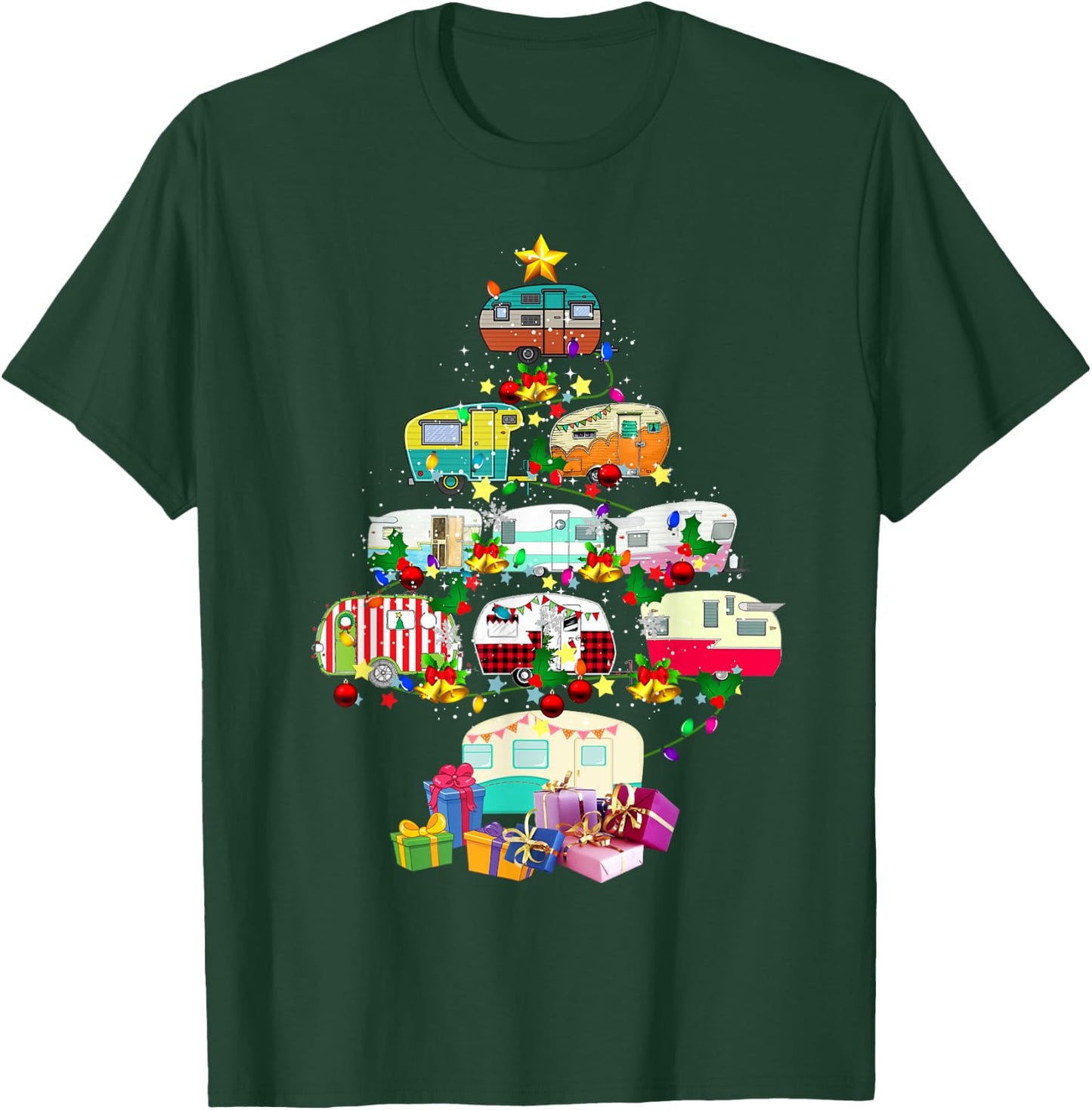 Christmas Camping Lover X-mas Camping Truck Tree Camper Gift T-Shirt - T-Shirt | Forest