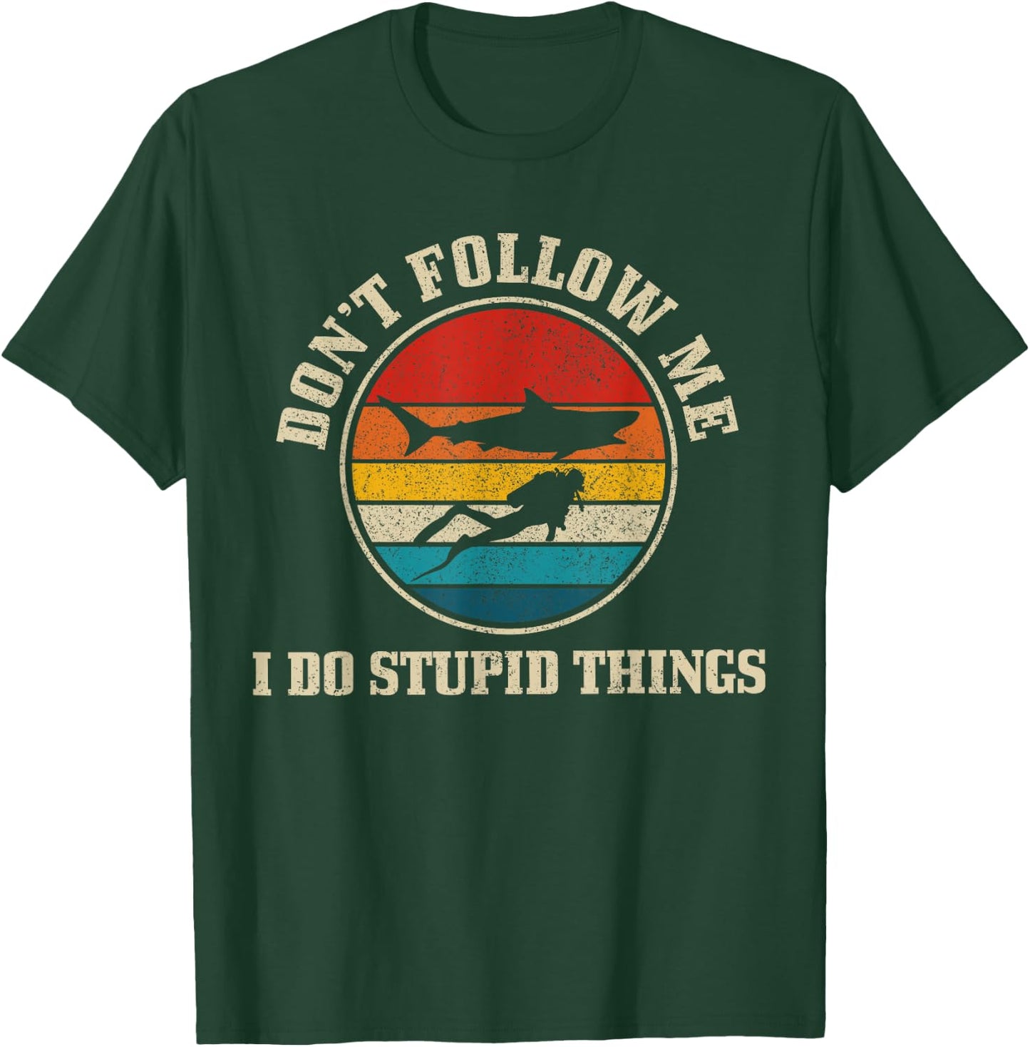 Diver Vintage Funny Shark Diving Gift T-Shirt - T-Shirt | Forest