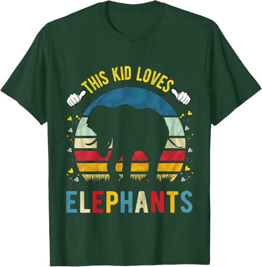 This Kid Loves Elephants Boys and Girls Elephant Gift T-Shirt - T-Shirt | Forest