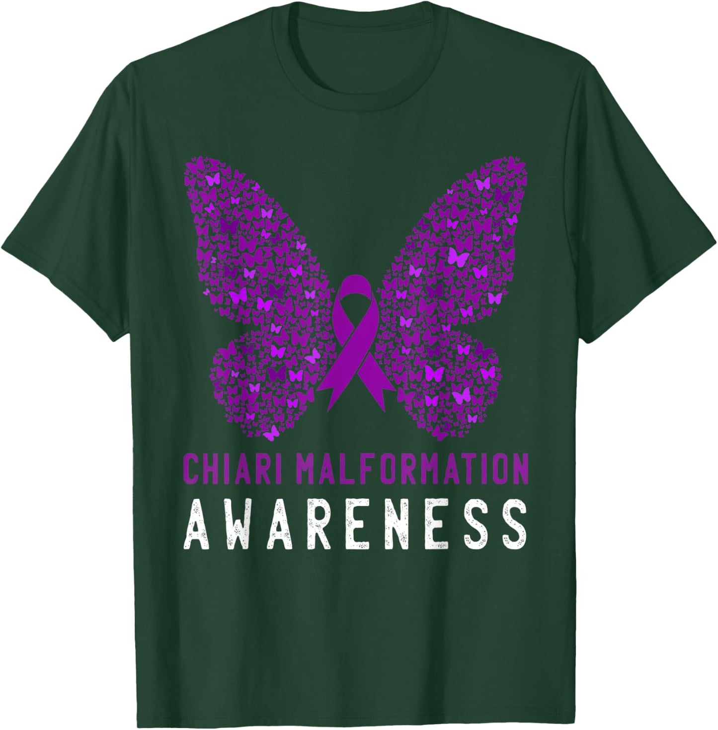 Butterfly Chiari Malformation Awareness Month Purple Ribbon T-Shirt - T-Shirt | Forest