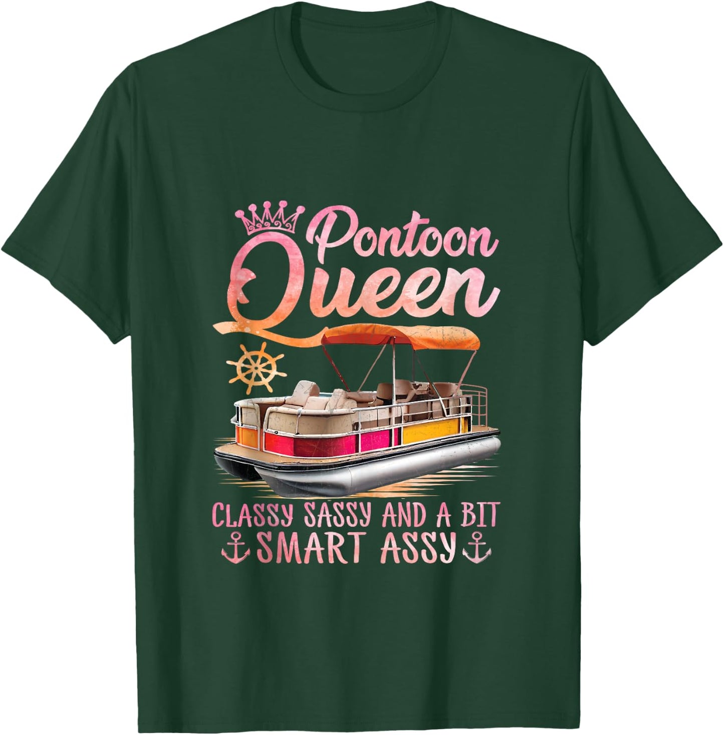 Pontoon Queen Pontoon Boat Party Lake Pontooning Summer Trip T-Shirt - T-Shirt | Forest
