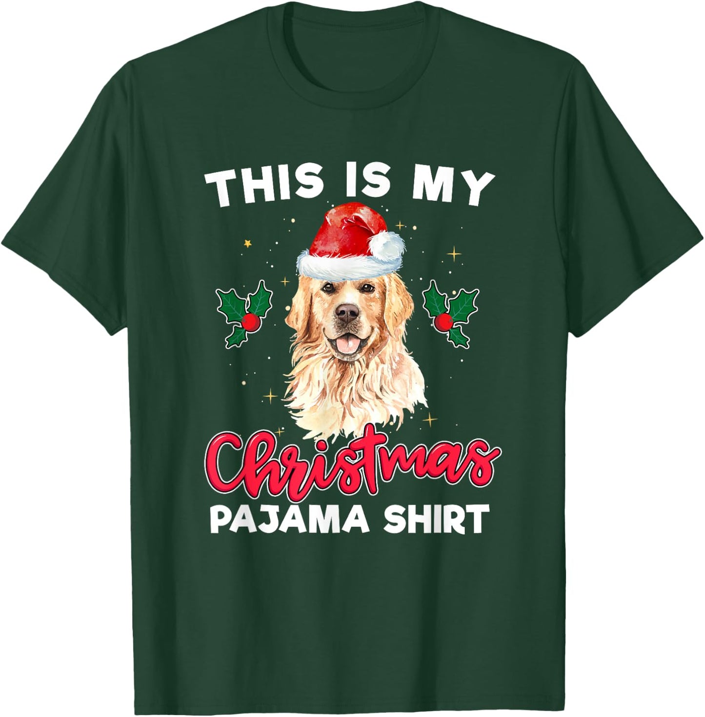 Golden Retriever Christmas Pajama Santa Dog Lover Men Women Kids T-Shirt - T-Shirt | Forest