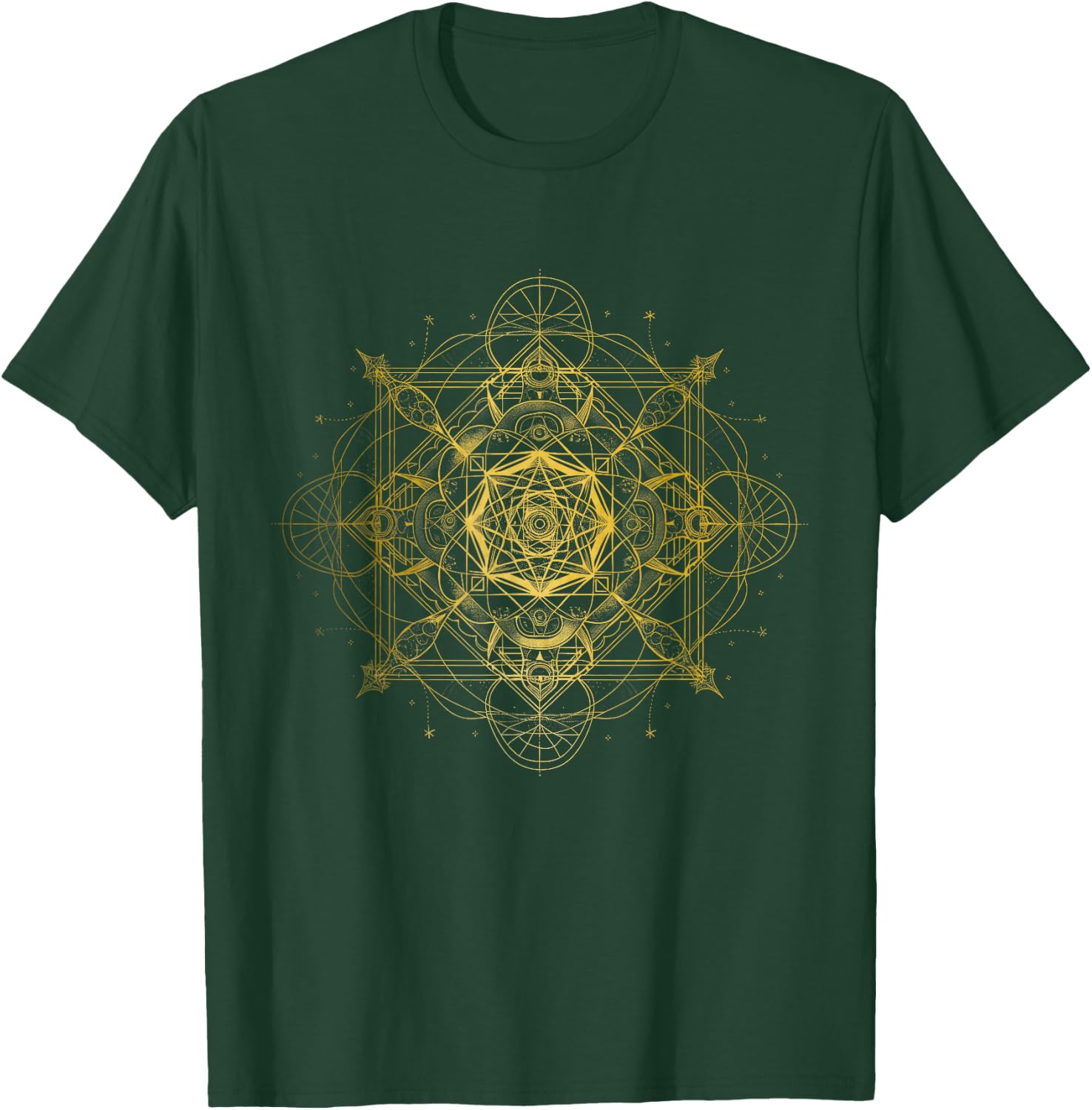 Sacred Geometry Metatron Cube Spiritual Yoga T-Shirt - T-Shirt | Forest
