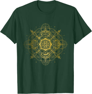 Sacred Geometry Metatron Cube Spiritual Yoga T-Shirt - T-Shirt | Forest