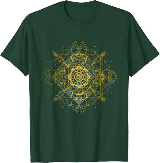 Sacred Geometry Metatron Cube Spiritual Yoga T-Shirt - T-Shirt | Forest