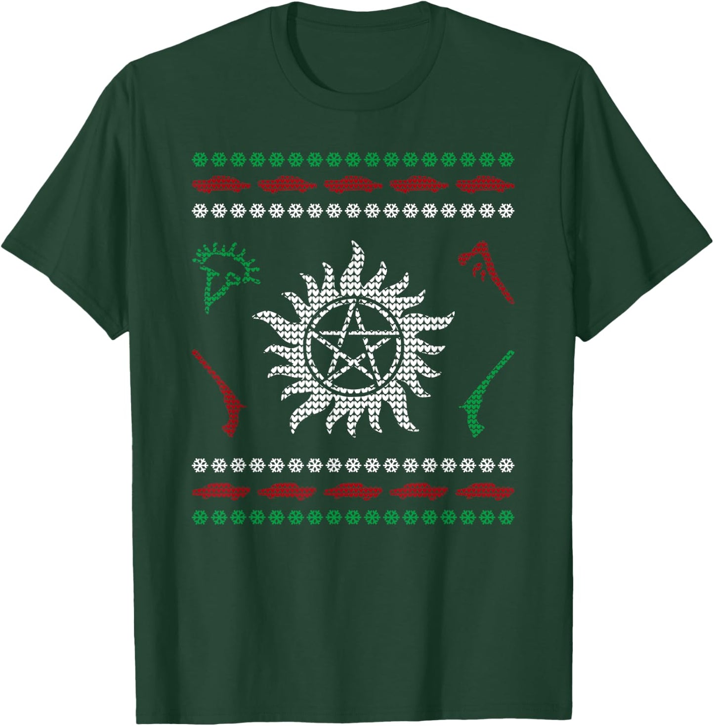 Pentagram Ugly Christmas I Sam Dean Ugly Sweater T-Shirt - T-Shirt | Forest