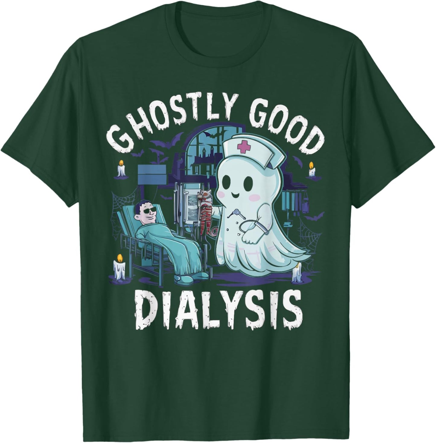 Dialysis Nurse Halloween Spooky Nursing Trick Or Treat T-Shirt - T-Shirt | Forest