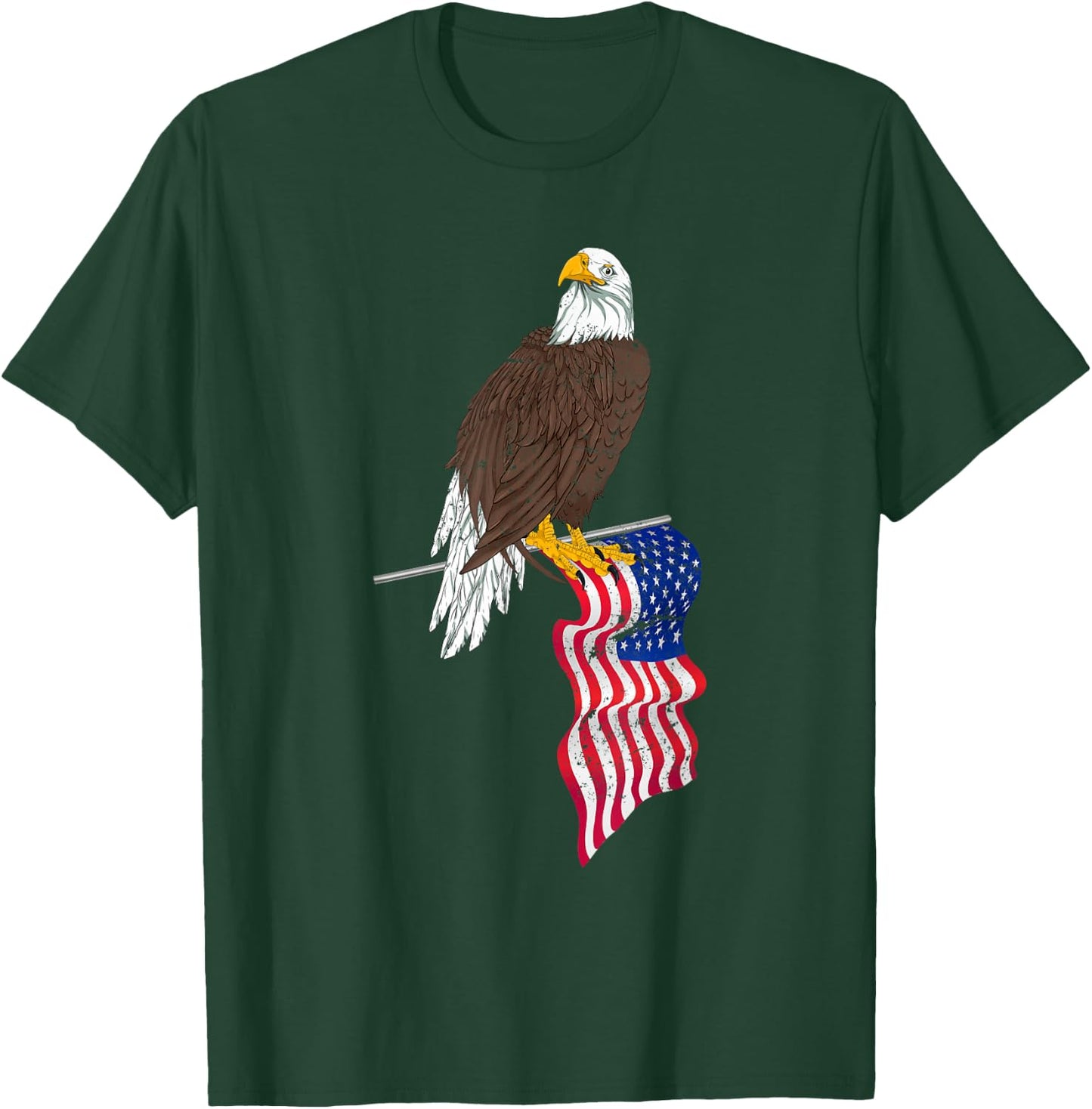 Patriotic US Flag Freedom United States American Bald Eagle T-Shirt - T-Shirt | Forest