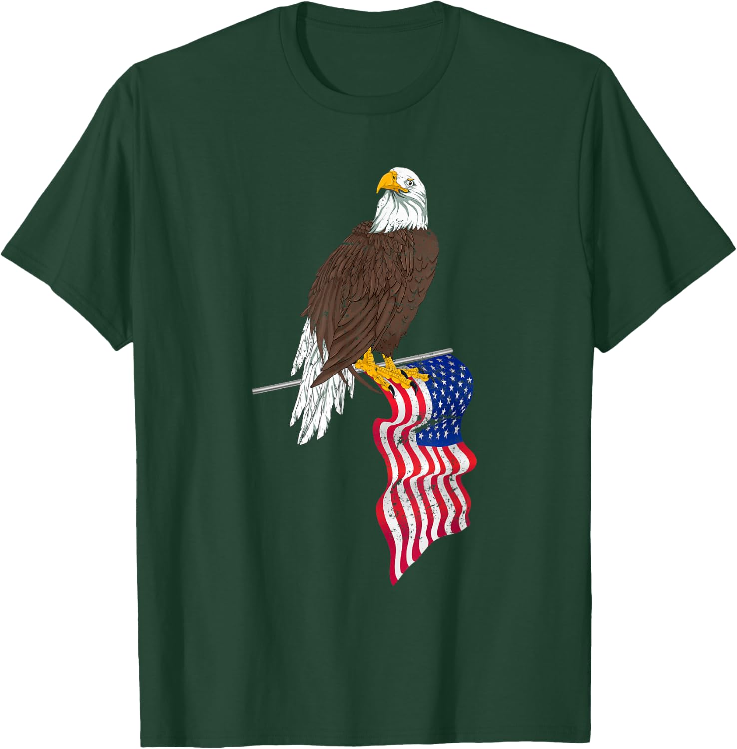 Patriotic US Flag Freedom United States American Bald Eagle T-Shirt - T-Shirt | Forest