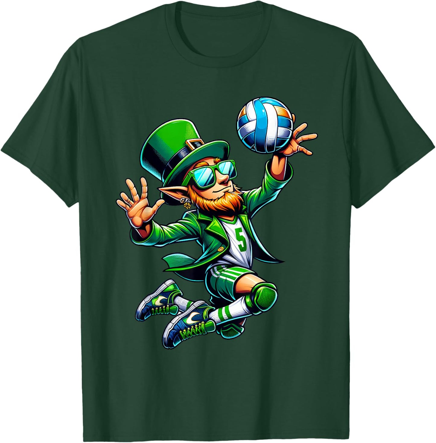 Leprechaun Playing Volleyball St Patricks Day Sport Men Boys T-Shirt - T-Shirt | Forest
