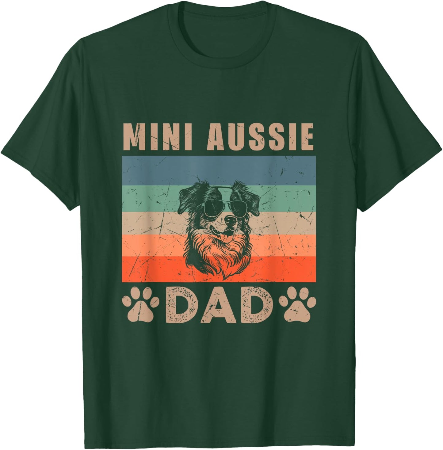 Vintage Mini Aussie Dad Gifts Funny Dog Lover Father's Day Men Women Kids T-Shirt - T-Shirt | Forest