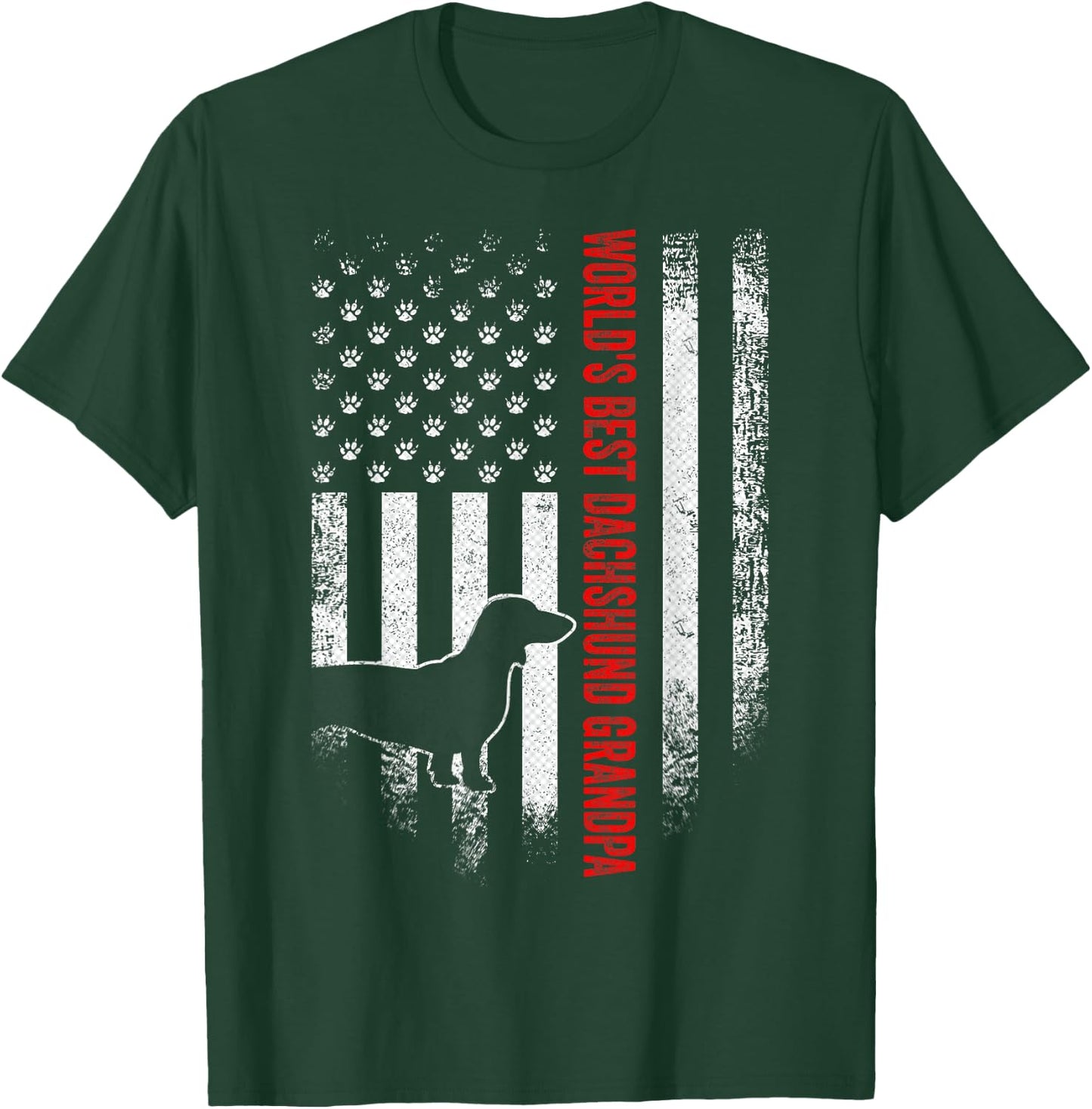 Vintage American Flag World's Best Dachshund Grandpa Funny Men T-Shirt - T-Shirt | Forest