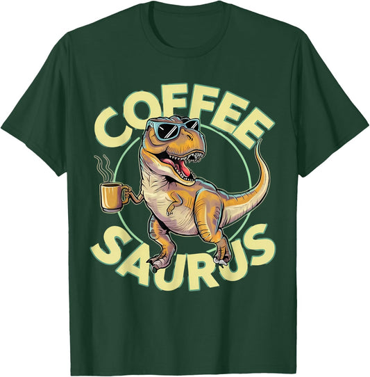 Coffee Saurus Trex Dinosaur Coffeesaurus T-Shirt - T-Shirt | Forest