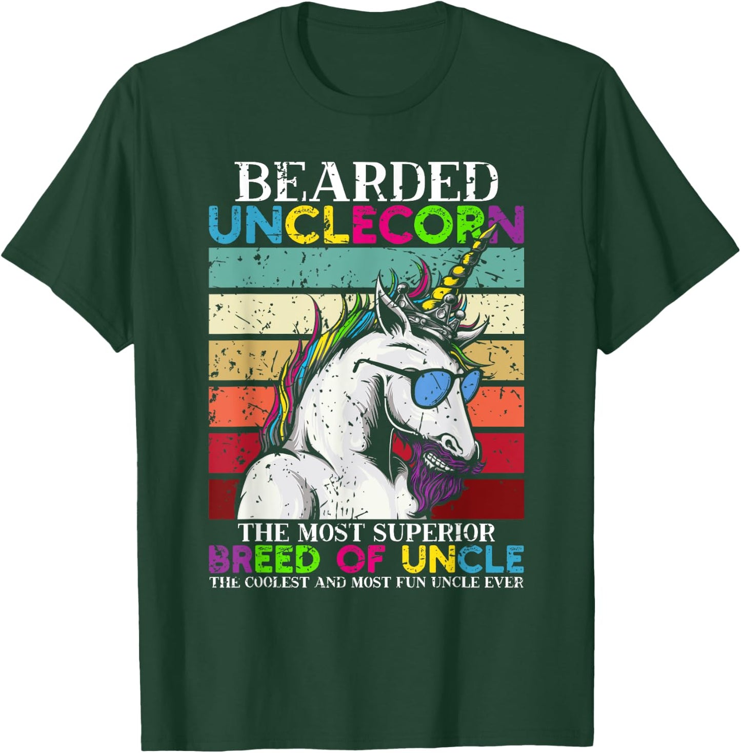 Bearded Unclecorn Uncle Unicorn Men Funny T-Shirt - T-Shirt | Forest