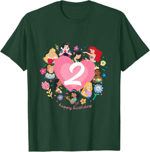 Disney Princess Heart 2 Years Old Happy Second Birthday T-Shirt - T-Shirt | Forest